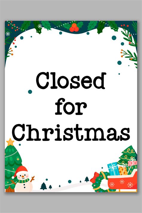 Free Printable Closed For Christmas Sign Template
